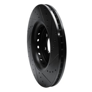 Dodge Charger Brake Rotor (1) - Front Left - R1 Concepts - Drilled & Slotted - Black - `14-`23